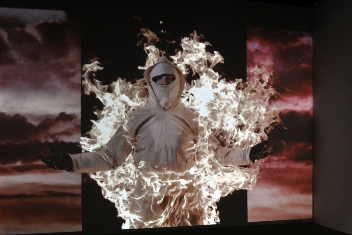 Cassils. Exhibition view of the video installation Inextinguishable Fire (2007-2015) at the III Venice International Performance Art Week 2016. Image © We Exhibit 